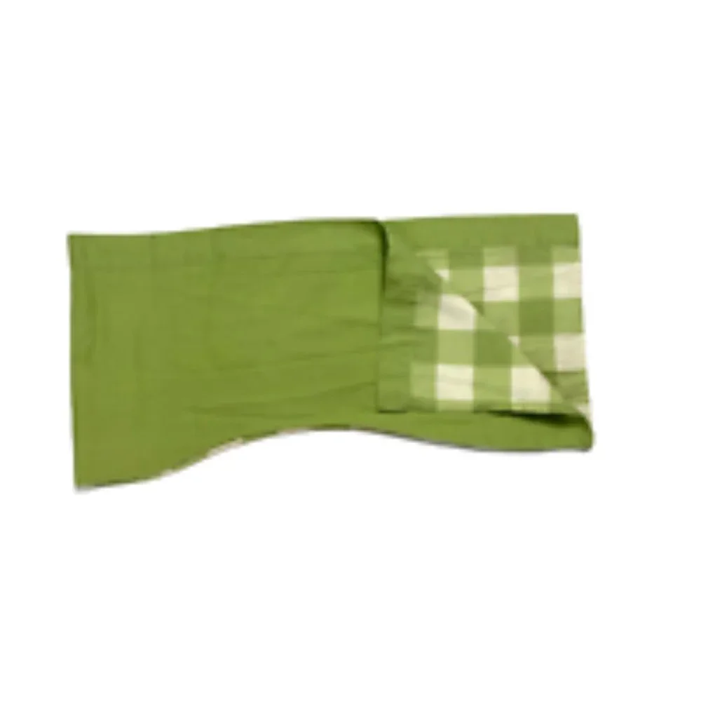 1 Single Cotton Canvas Green Plaid or Solid Reversible Valance Short Curtain